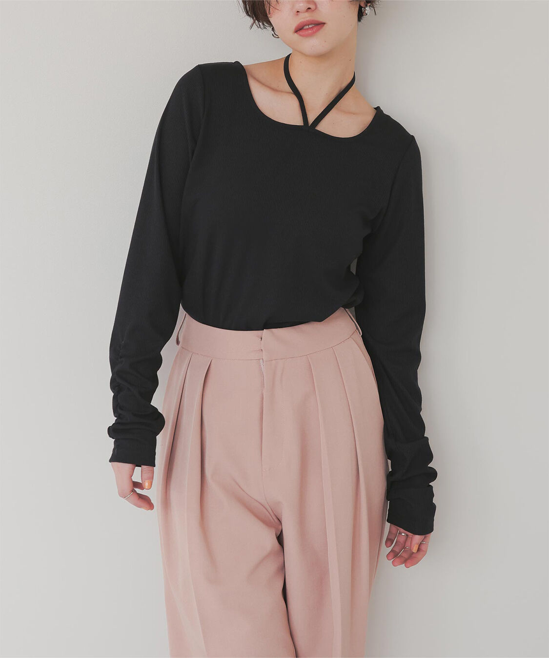 titivate「チョーカーデザインリブトップス」|Tシャツ・カットソー|