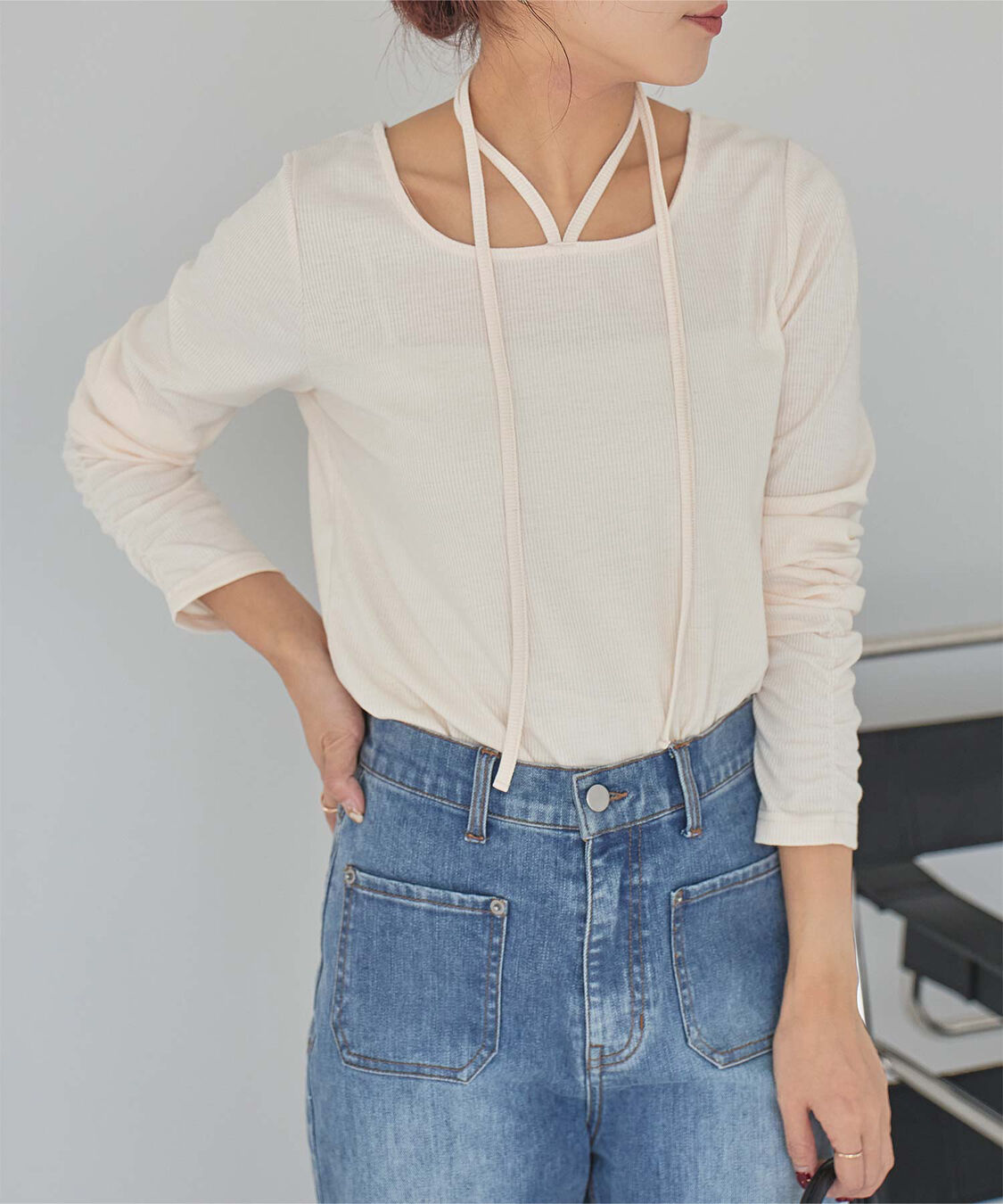 titivate「チョーカーデザインリブトップス」|Tシャツ・カットソー|アイボリー