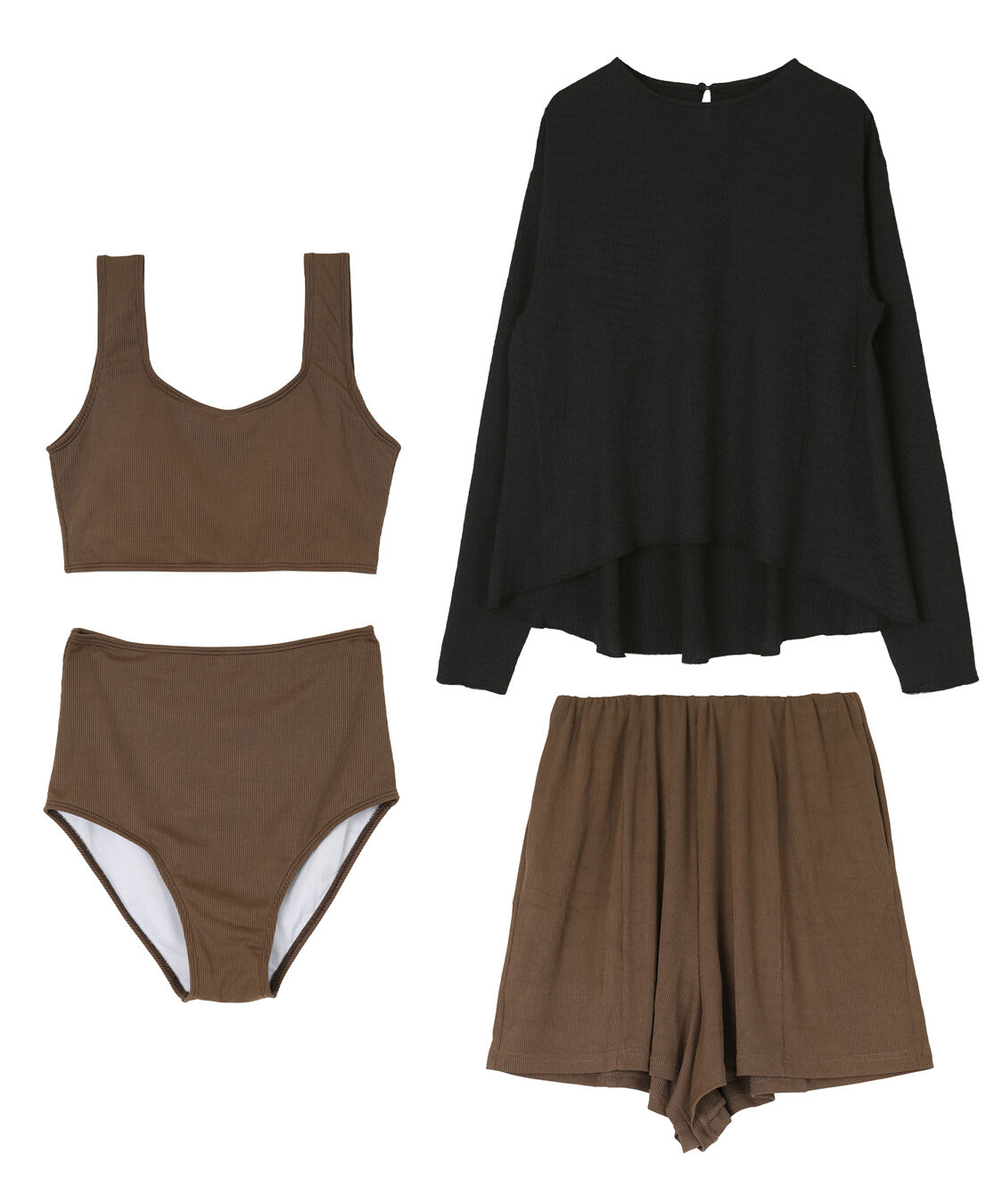 SEA DRESS「4点ｾｯﾄ/ﾍﾑﾗｲﾝﾗｯｼｭｶﾞｰﾄﾞ&times;ﾋﾞｷﾆ/水着」|ビキニ|