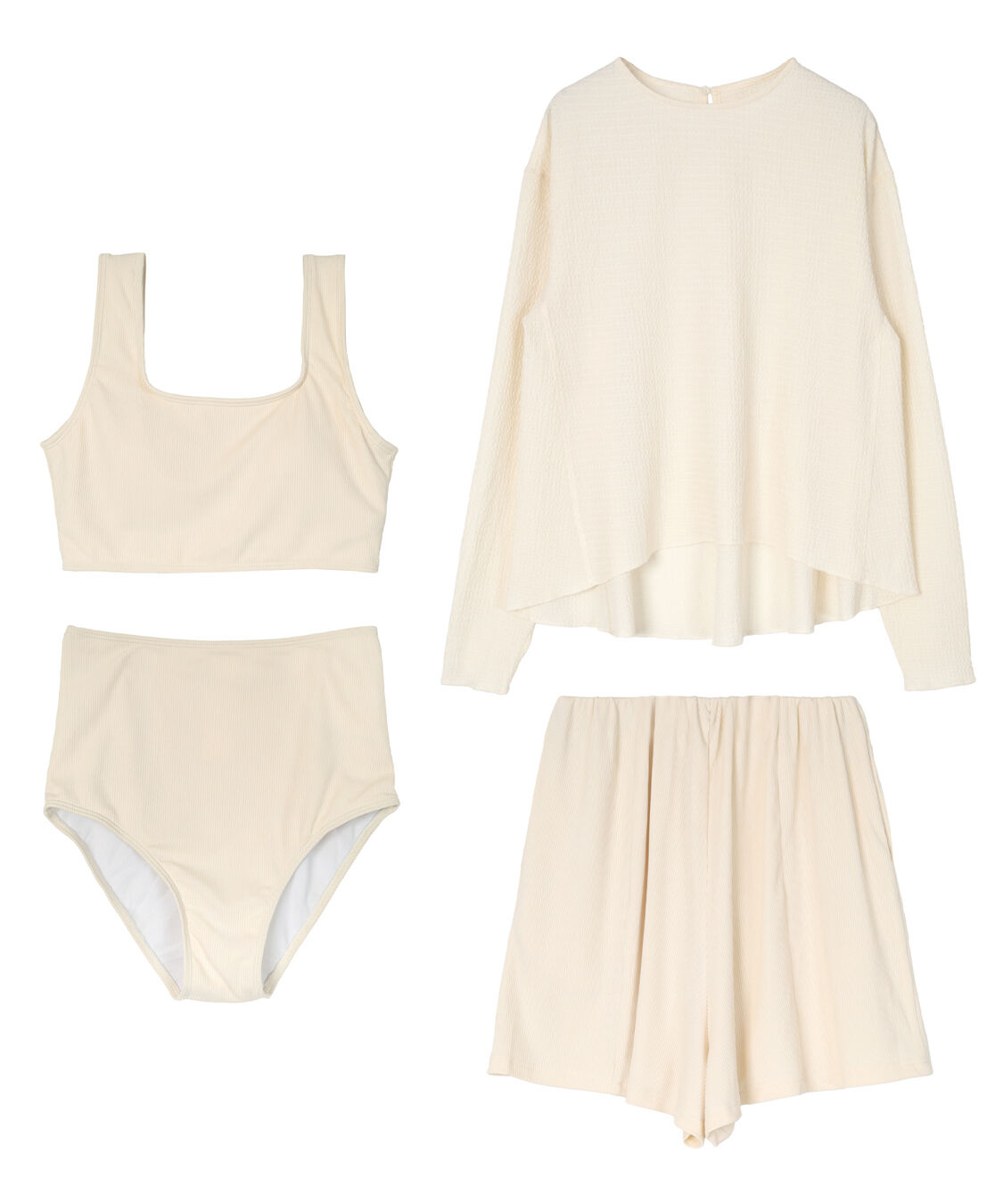 SEA DRESS「4点ｾｯﾄ/ﾍﾑﾗｲﾝﾗｯｼｭｶﾞｰﾄﾞ&times;ﾋﾞｷﾆ/水着」|ビキニ|