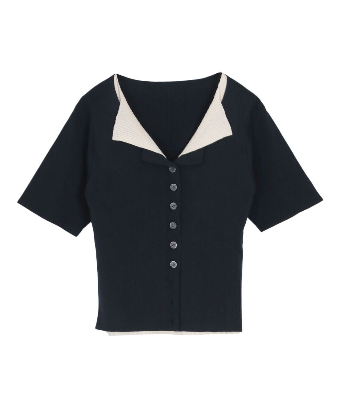 titivate「レイヤード風ハーフスリーブリブニットトップス」|ニット・セーター|