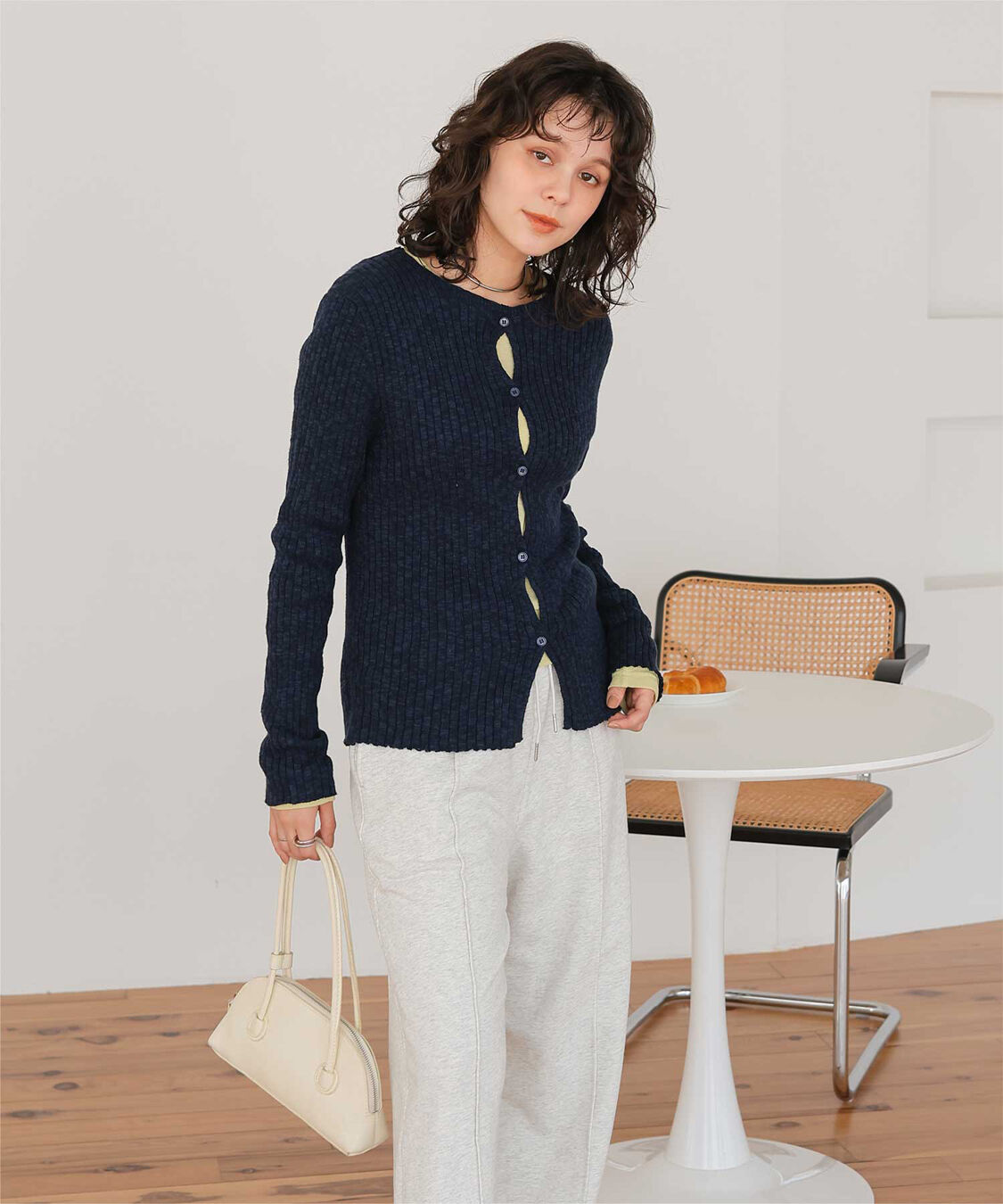 titivate「コンパクトリブニットカーディガン」|ニット・セーター|
