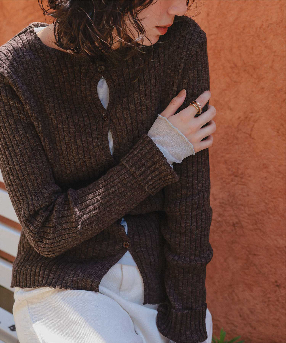 titivate「コンパクトリブニットカーディガン」|ニット・セーター|