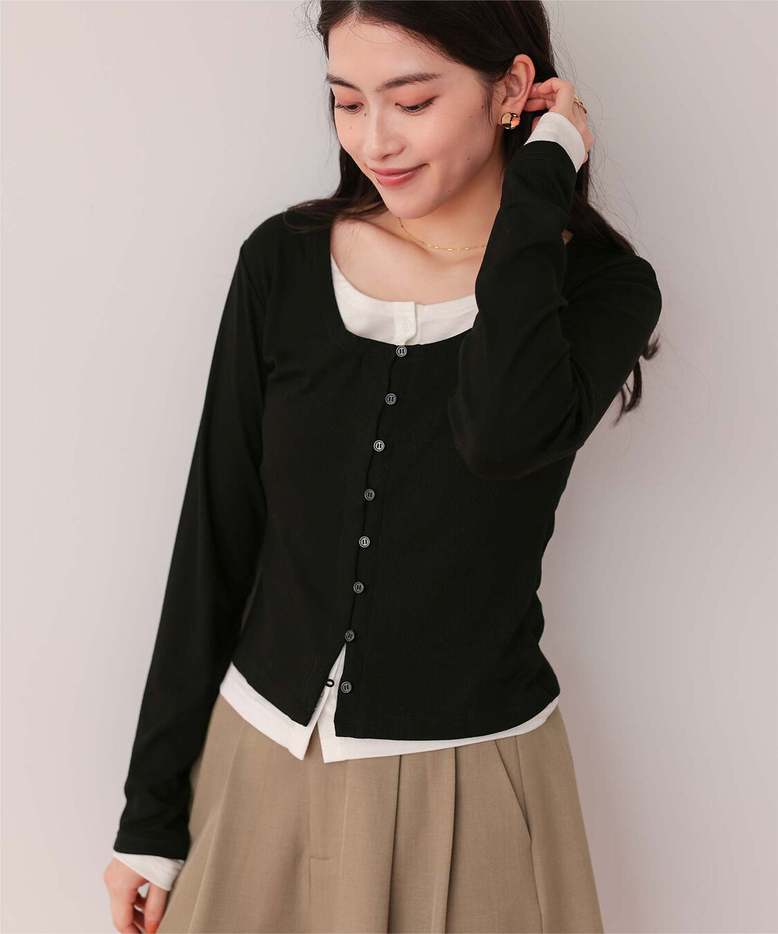 titivate「レイヤード風リブカットソートップス」|Tシャツ・カットソー|