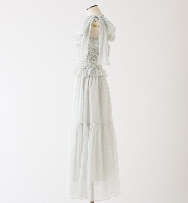  「肩リボンシャーリングワンピース」|ワンピース|