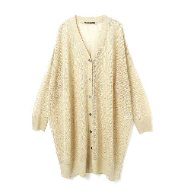 mizuiro ind「mizuiro ind メッシュ柄Vネックロングカーディガン」|ニット・セーター|