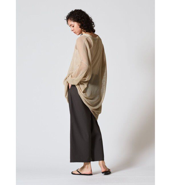 mizuiro ind「mizuiro ind メッシュ柄Vネックロングカーディガン」|ニット・セーター|