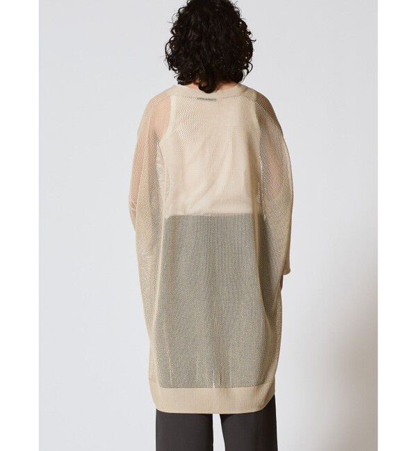 mizuiro ind「mizuiro ind メッシュ柄Vネックロングカーディガン」|ニット・セーター|