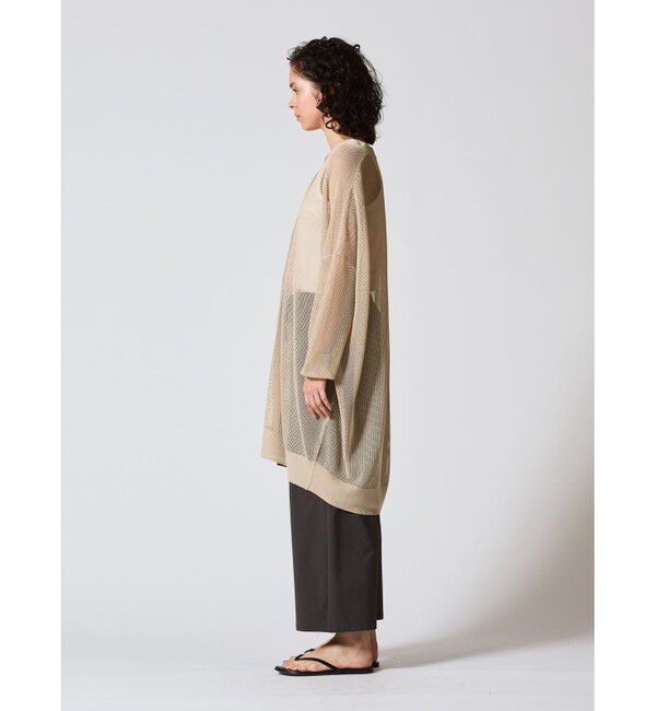 mizuiro ind「mizuiro ind メッシュ柄Vネックロングカーディガン」|ニット・セーター|