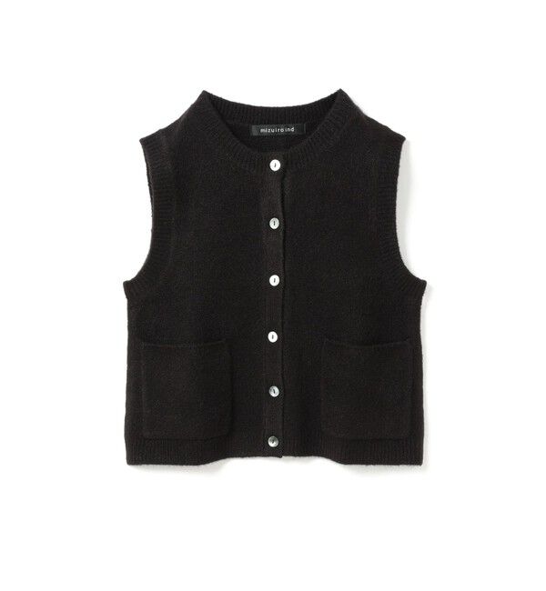 mizuiro ind「mizuiro ind ブークレクルーネックベスト」|ベスト・ジレ|ブラック