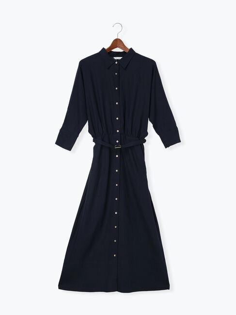 Te chichi「レーヨンリネン共ベルトシャツワンピース」|ワンピース|ネイビー