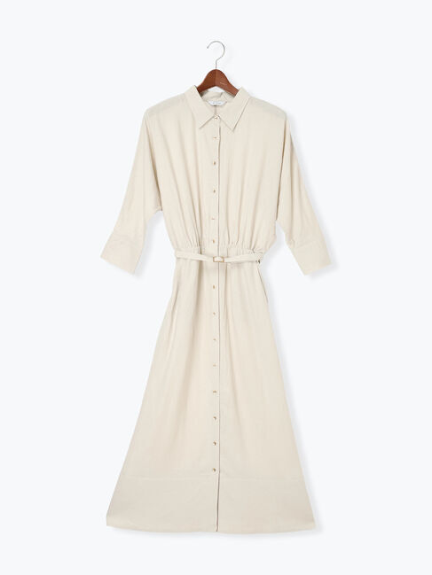 Te chichi「レーヨンリネン共ベルトシャツワンピース」|ワンピース|ベージュ