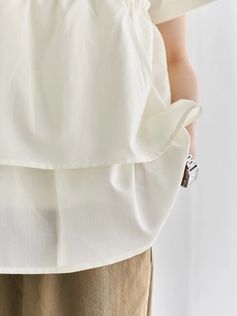 Samansa Mos2 blue「【接触冷感】ドッキングティアードプルオーバー」|Tシャツ・カットソー|