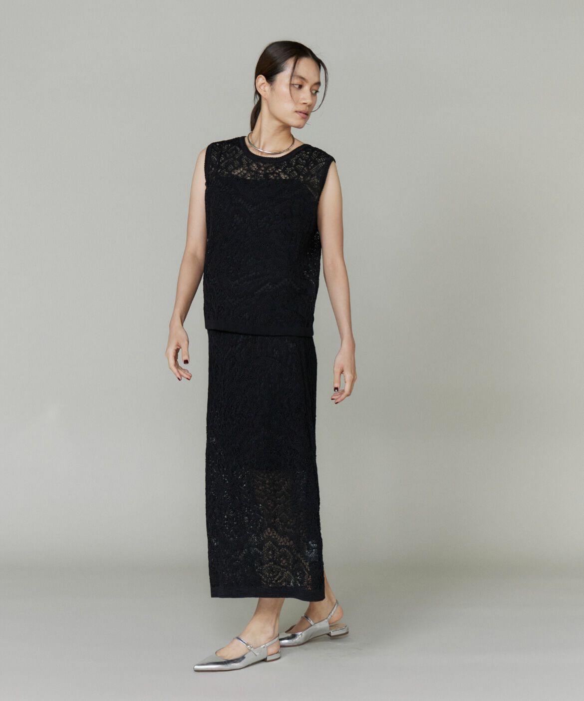 INED「レース柄ニットスカート」|スカート|