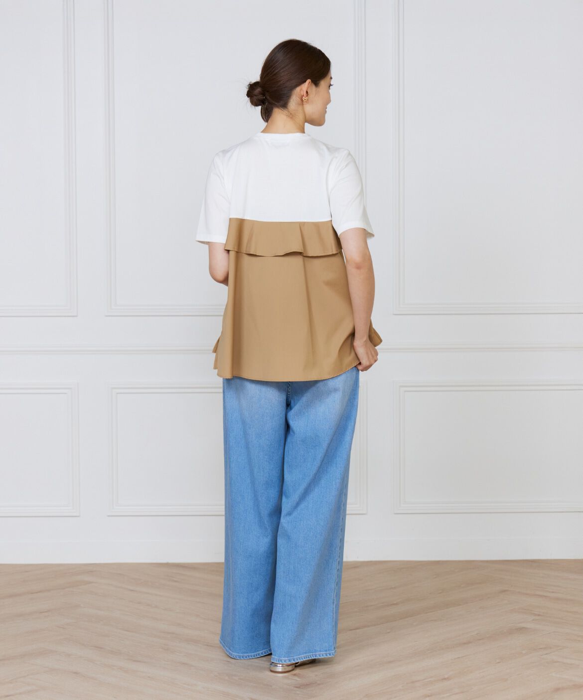 INED「《大きいサイズ》ビスチェ風コンビ ジャージー トップス」|Tシャツ・カットソー|