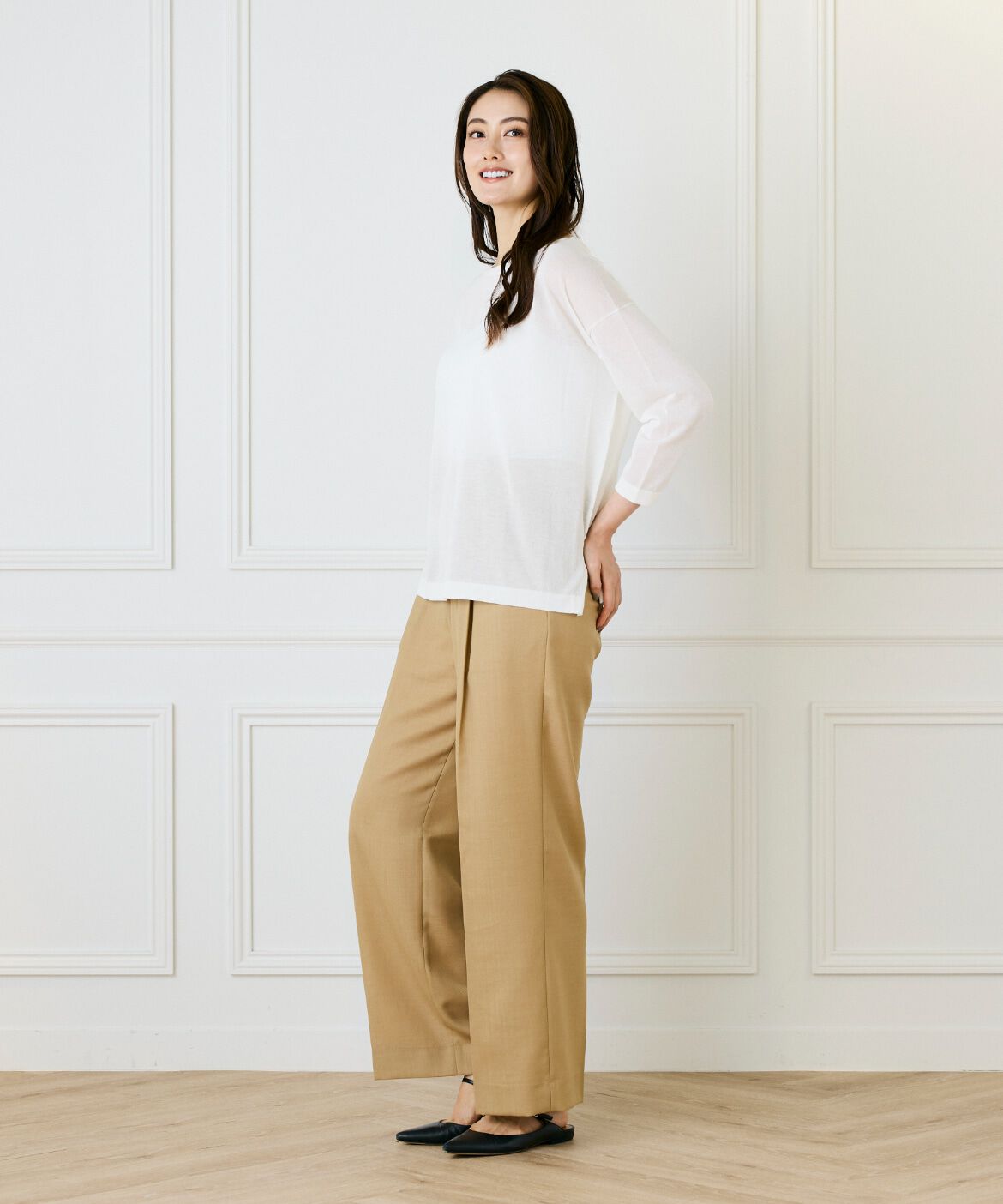 INED「《大きいサイズ》オーバーサイズボートネックニット」|ニット・セーター|