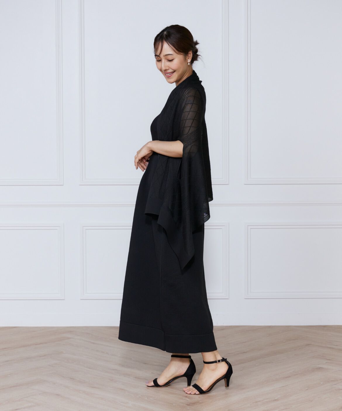 ef-de Black「シアーアーガイル大判ニットショール」|ストール|