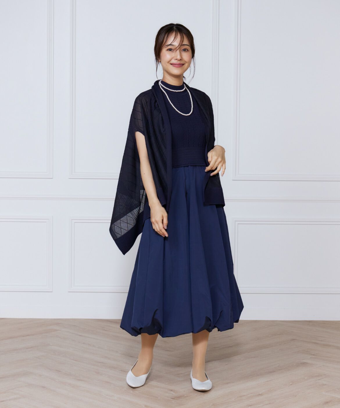 ef-de Black「シアーアーガイル大判ニットショール」|ストール|