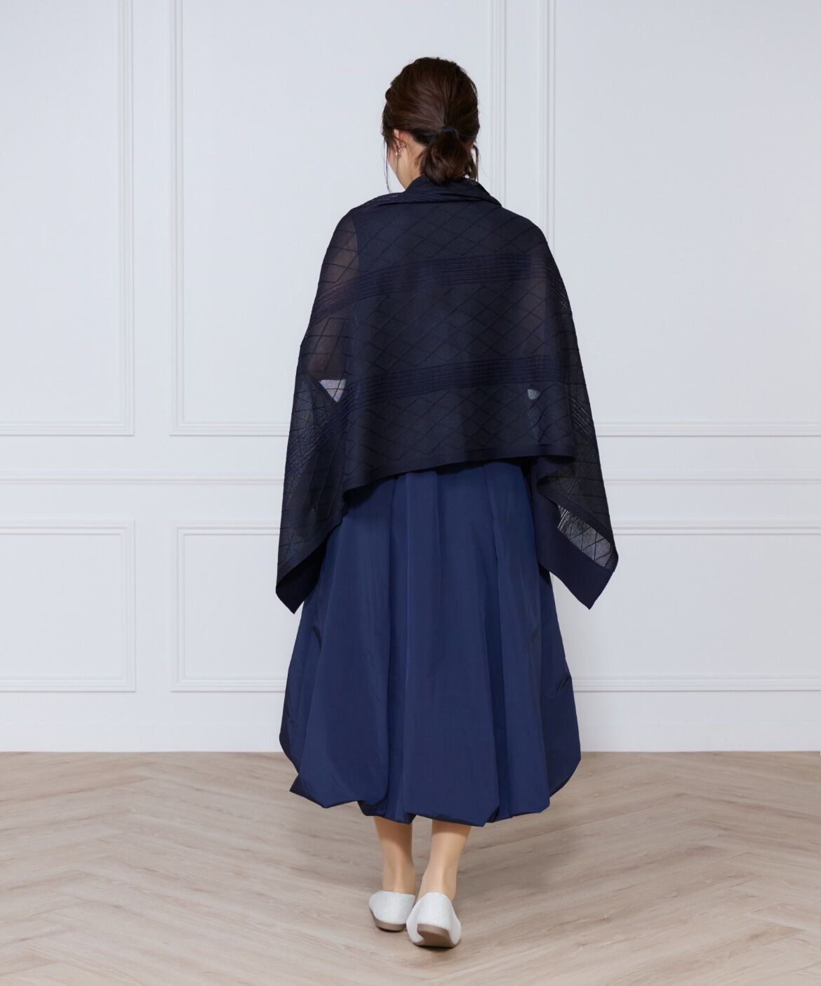 ef-de Black「シアーアーガイル大判ニットショール」|ストール|