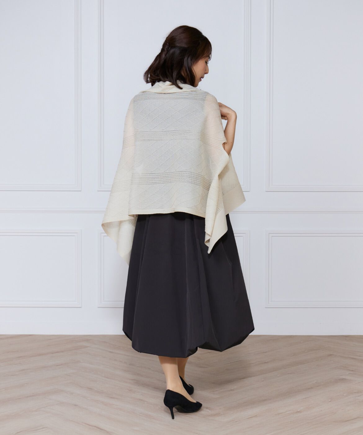 ef-de Black「シアーアーガイル大判ニットショール」|ストール|