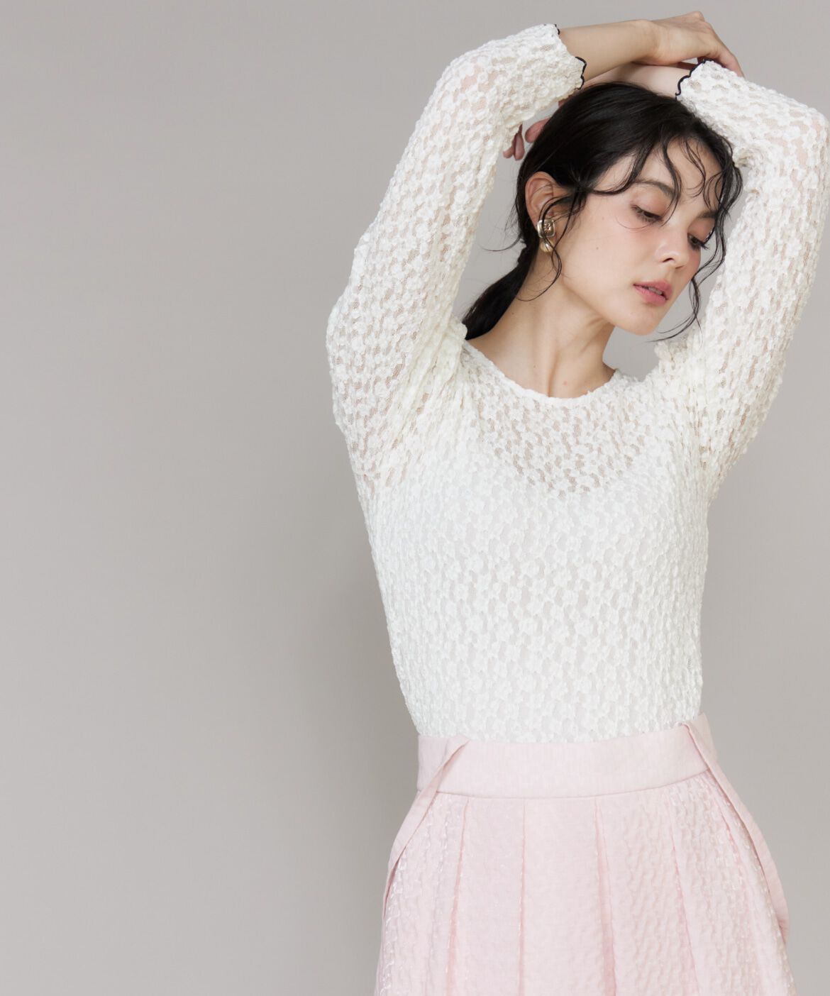 Maglie le cassetto「配色レースカットソー」|Tシャツ・カットソー|