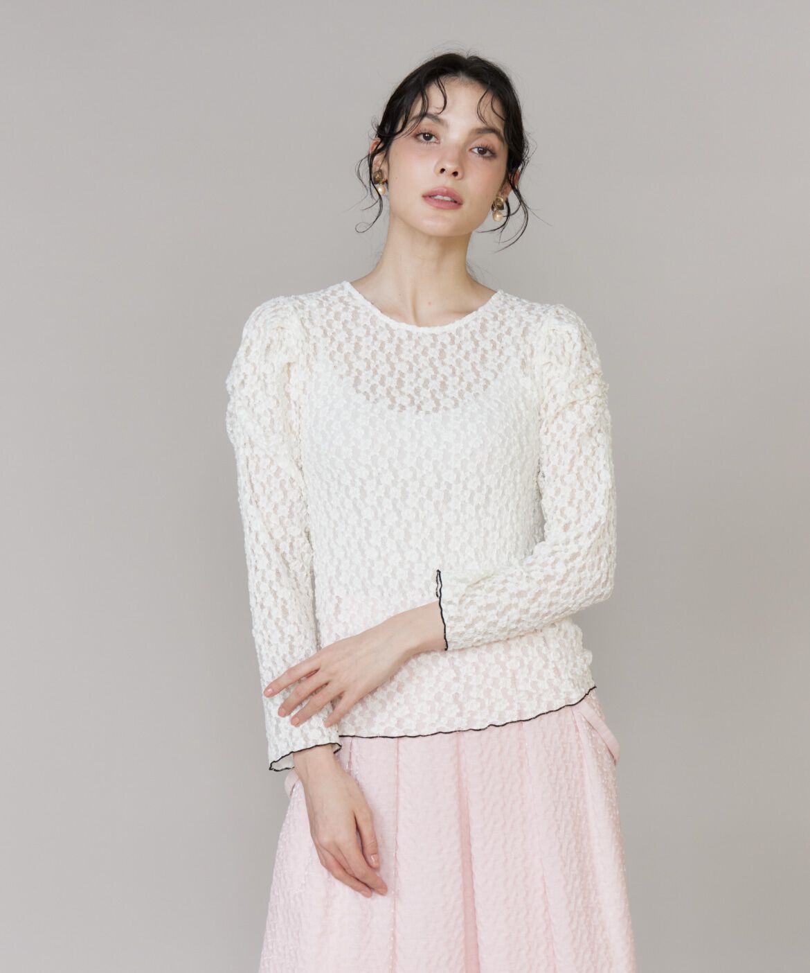 Maglie le cassetto「配色レースカットソー」|Tシャツ・カットソー|