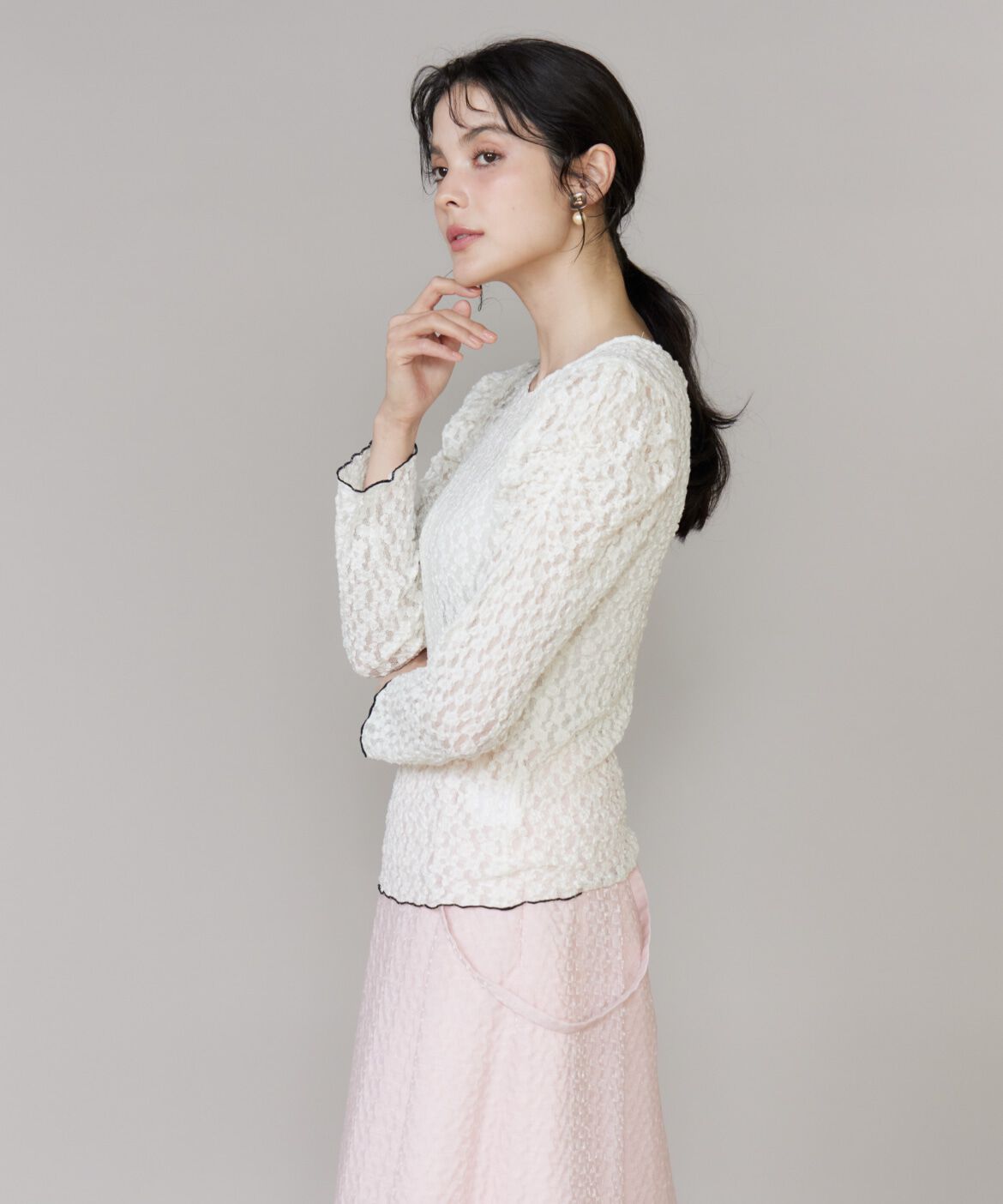 Maglie le cassetto「配色レースカットソー」|Tシャツ・カットソー|