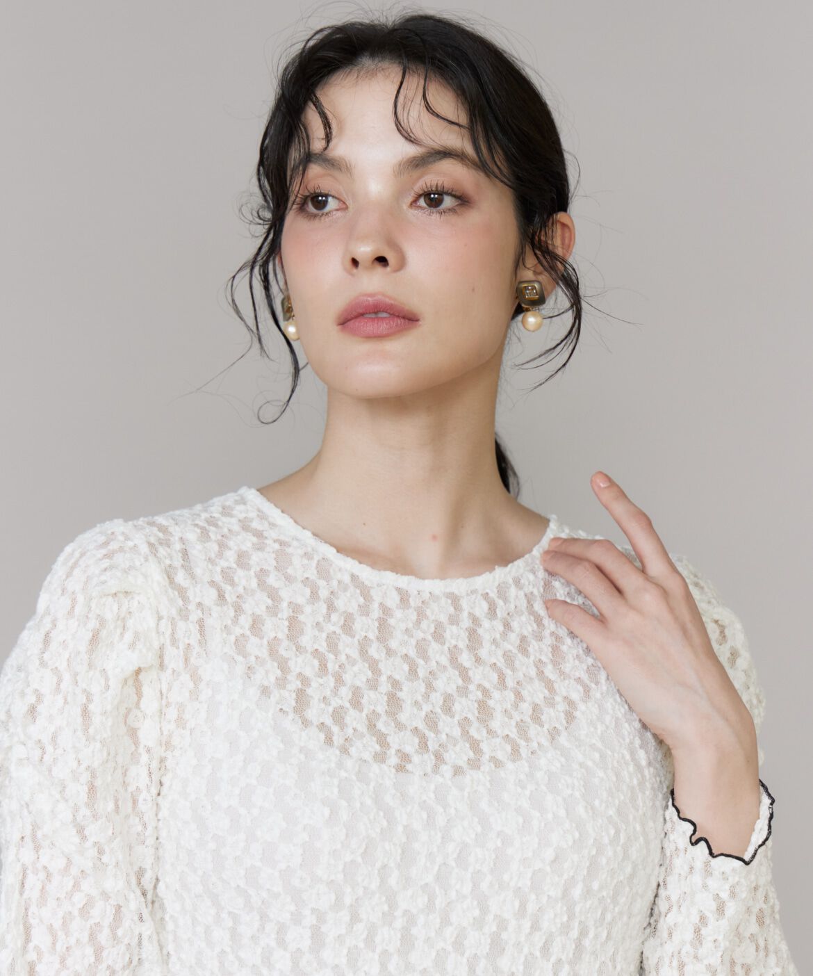 Maglie le cassetto「配色レースカットソー」|Tシャツ・カットソー|