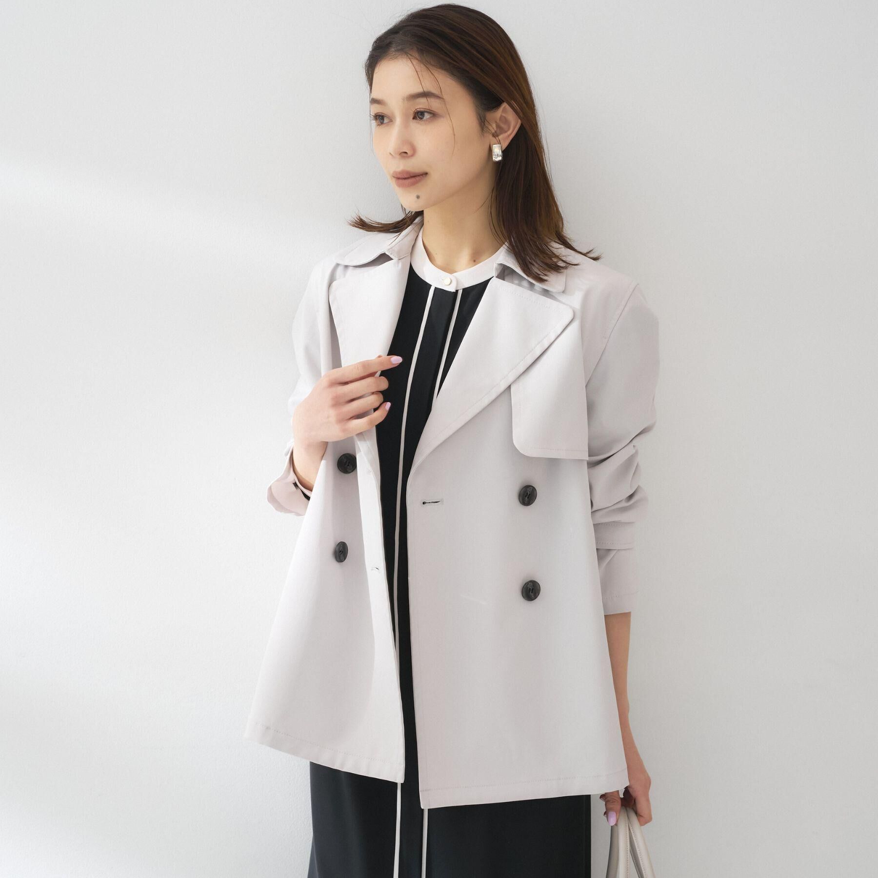 UNTITLED「【定番人気/はっ水/洗える】タスランショートトレンチコート」|トレンチコート|ライトグレー(610