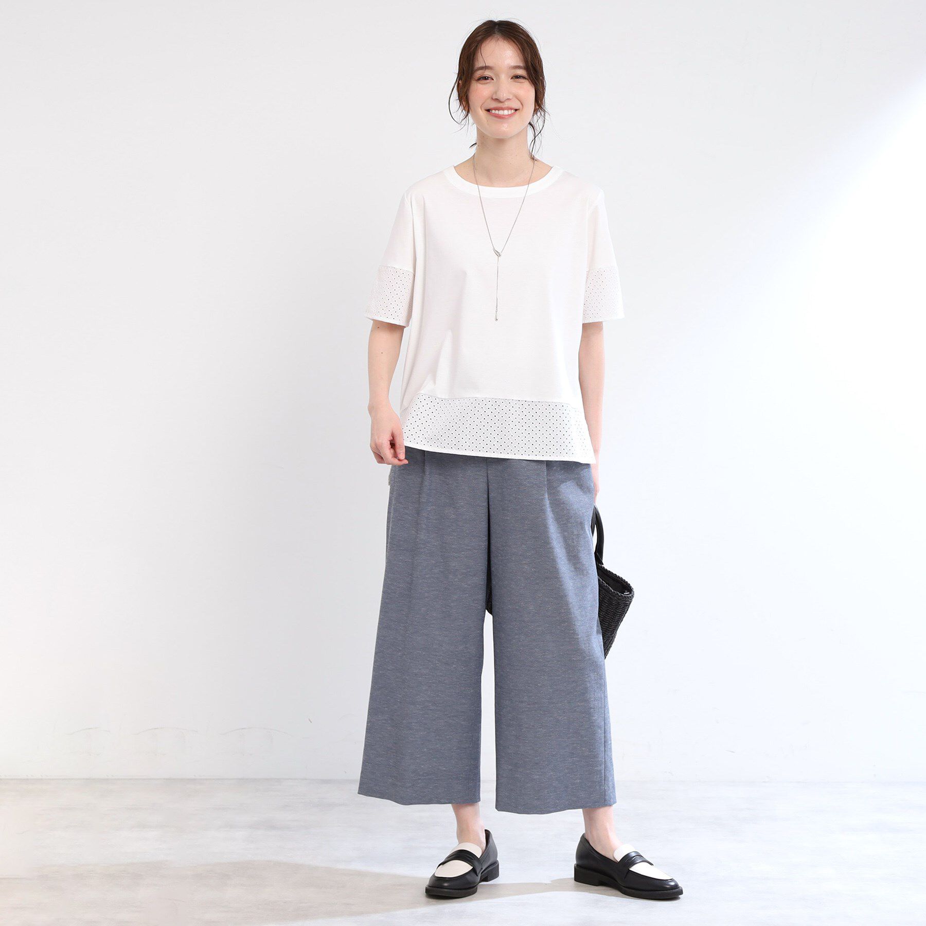 Reflect「【夏SALE／E‐QUALITY／手洗い可】コットンレースドッキングTシャツ」|Tシャツ・カットソー|