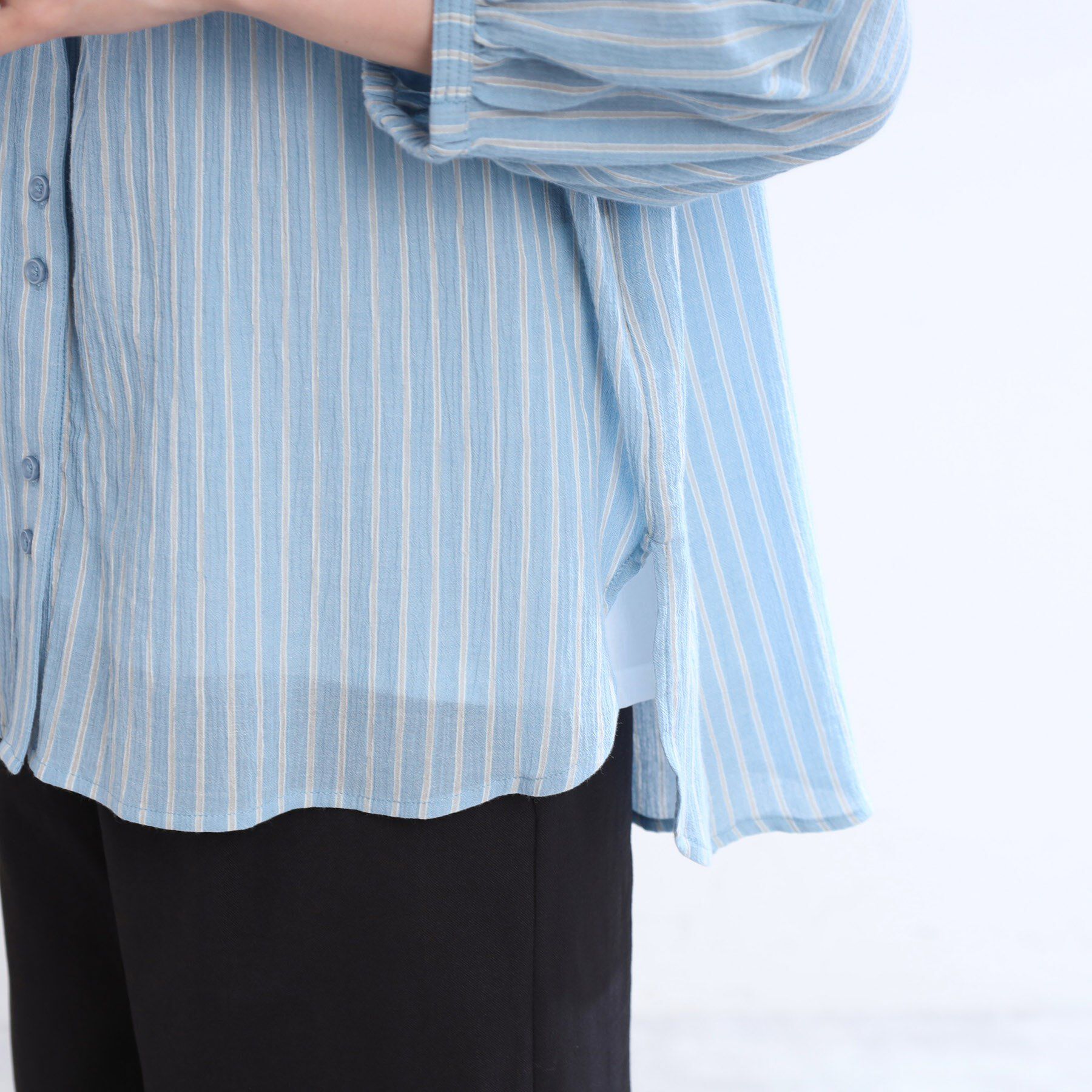 Reflect「【手洗い可／羽織りでも◎】ストライプブラウス」|シャツ・ブラウス|