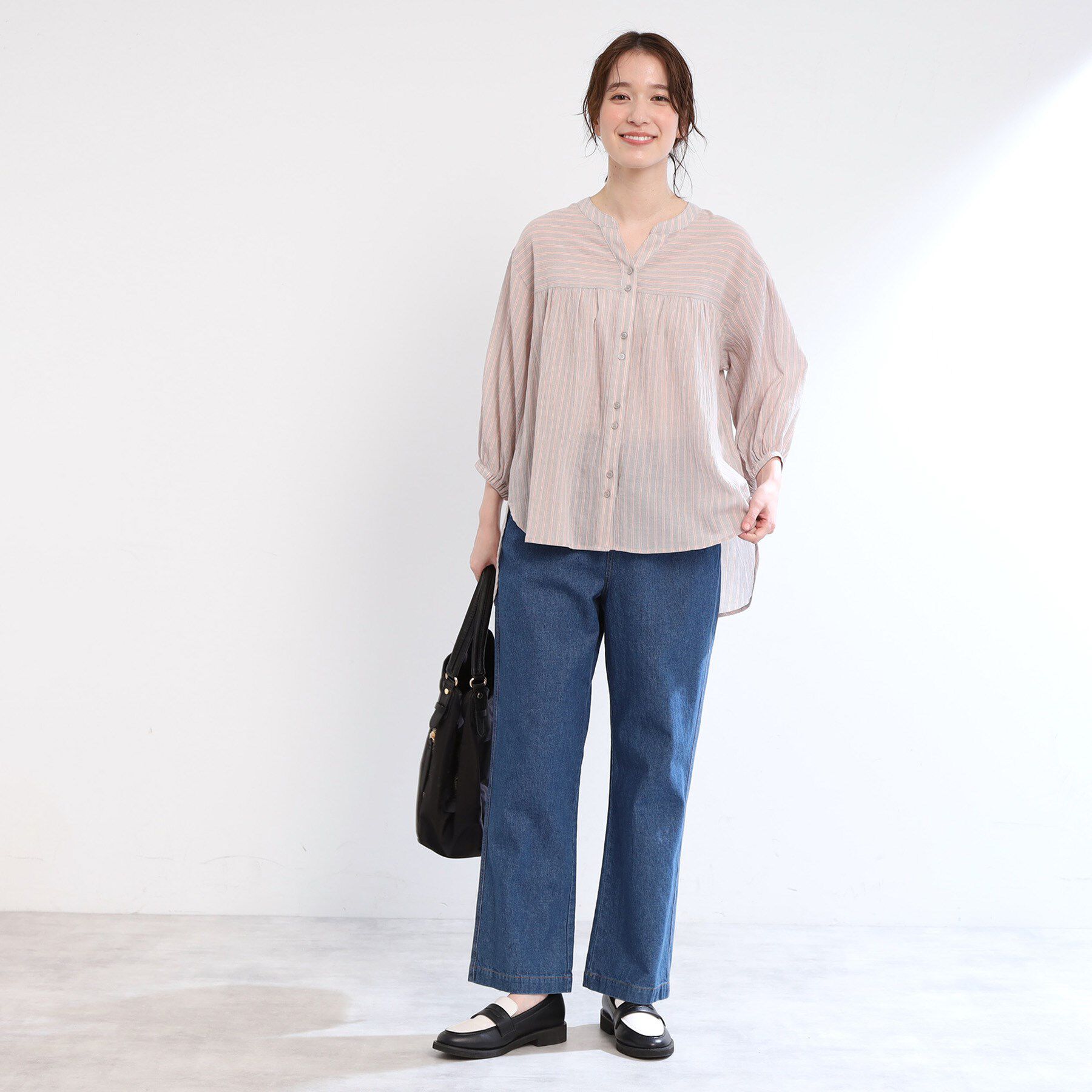 Reflect「【手洗い可／羽織りでも◎】ストライプブラウス」|シャツ・ブラウス|