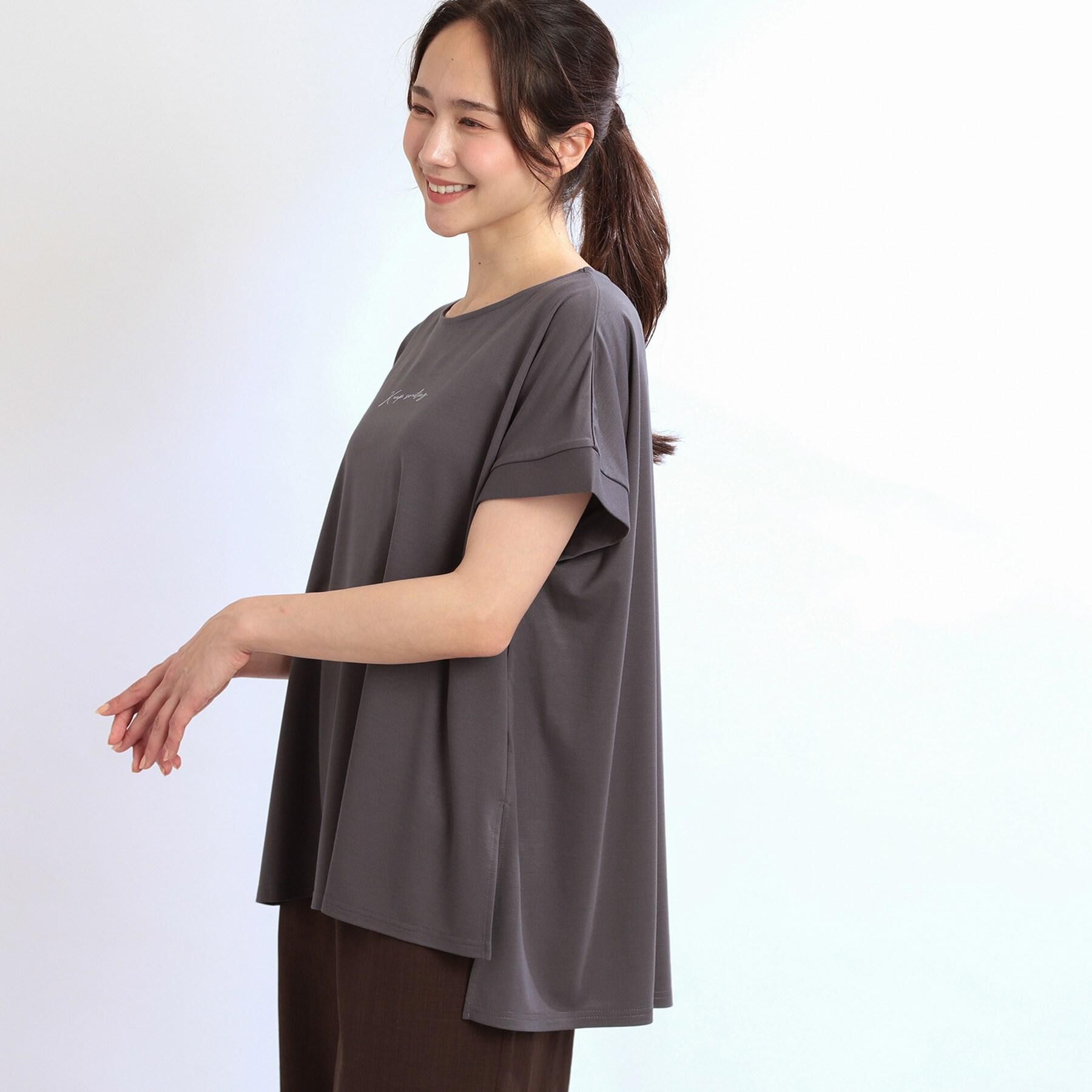 Reflect「【E‐QUALITY】チュニック丈ロゴTシャツ」|Tシャツ・カットソー|グレー(012)