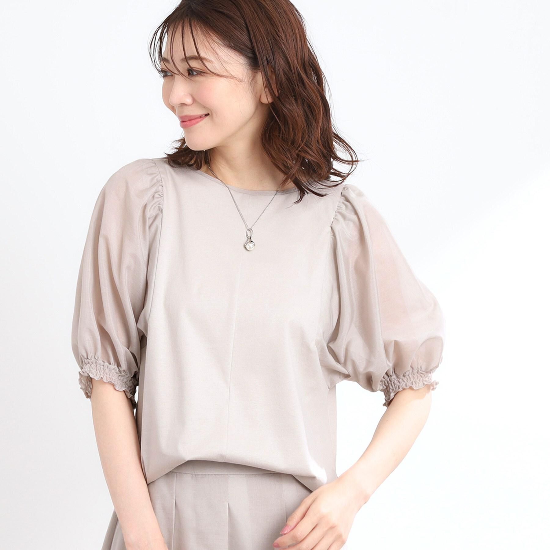 Reflect「【マシンウォッシュ可】シアーパフスリーブTブラウス」|シャツ・ブラウス|