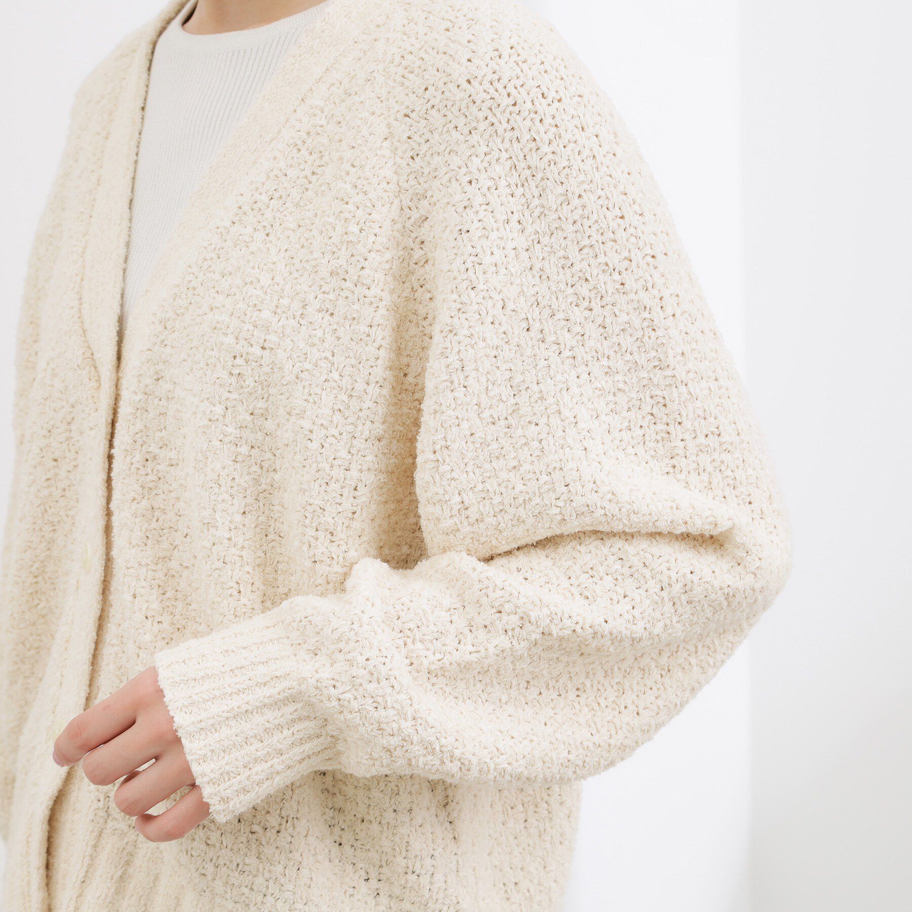 grove「コットン混バスケットVネックカーディガン」|カーディガン|