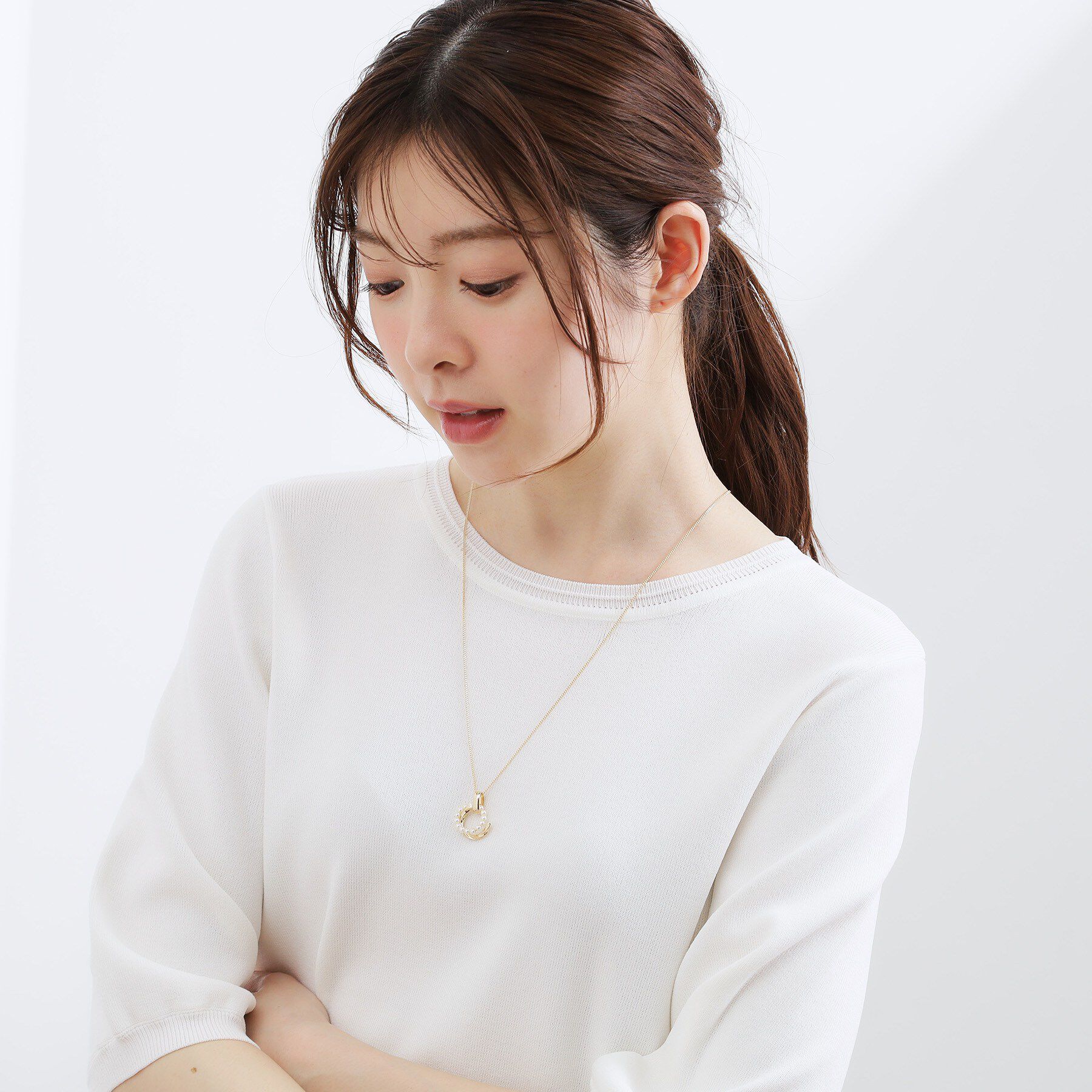 grove「サークルメタルパール調ワントップ」|ネックレス|