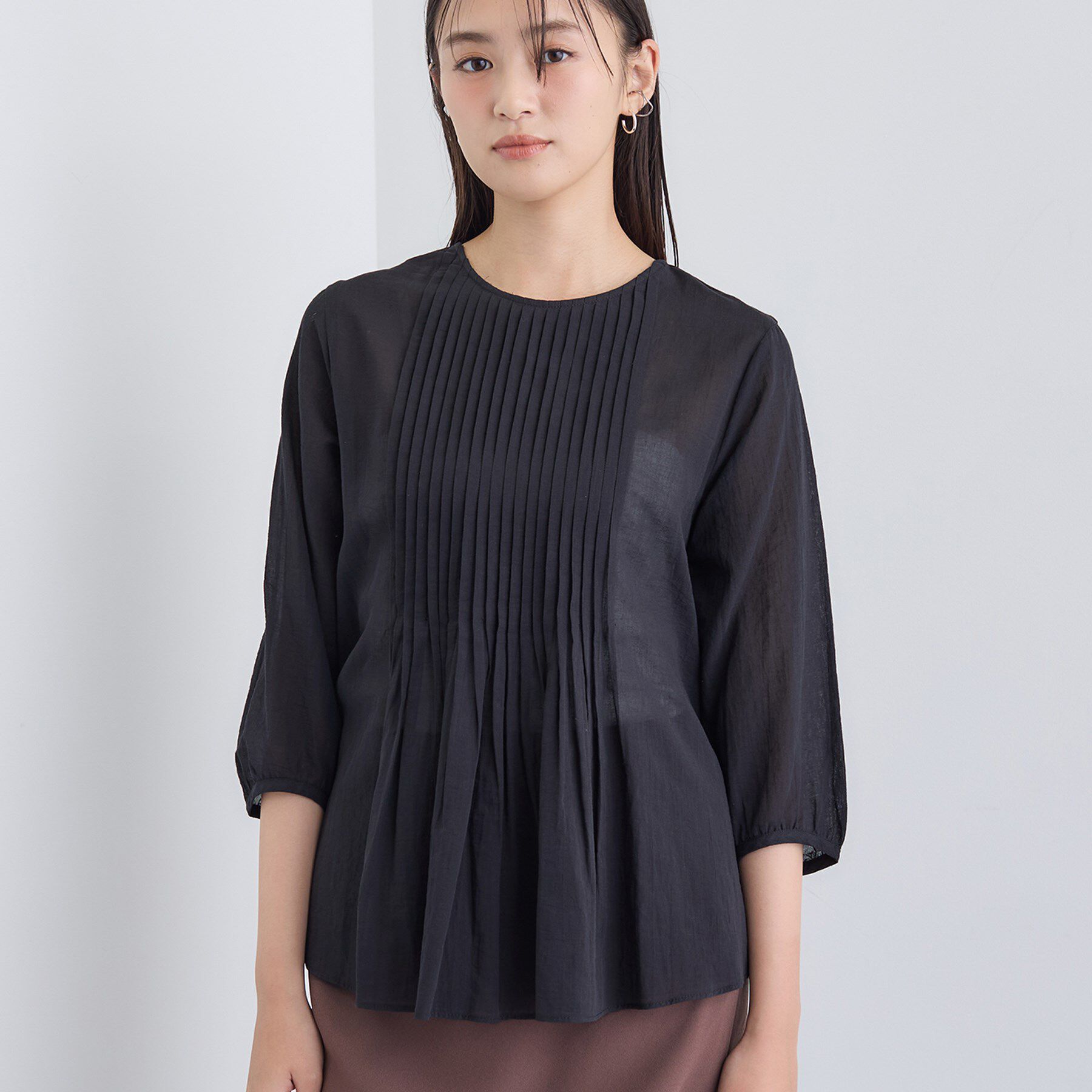 INDIVI「【コットン100％】タックシアーブラウス」|シャツ・ブラウス|