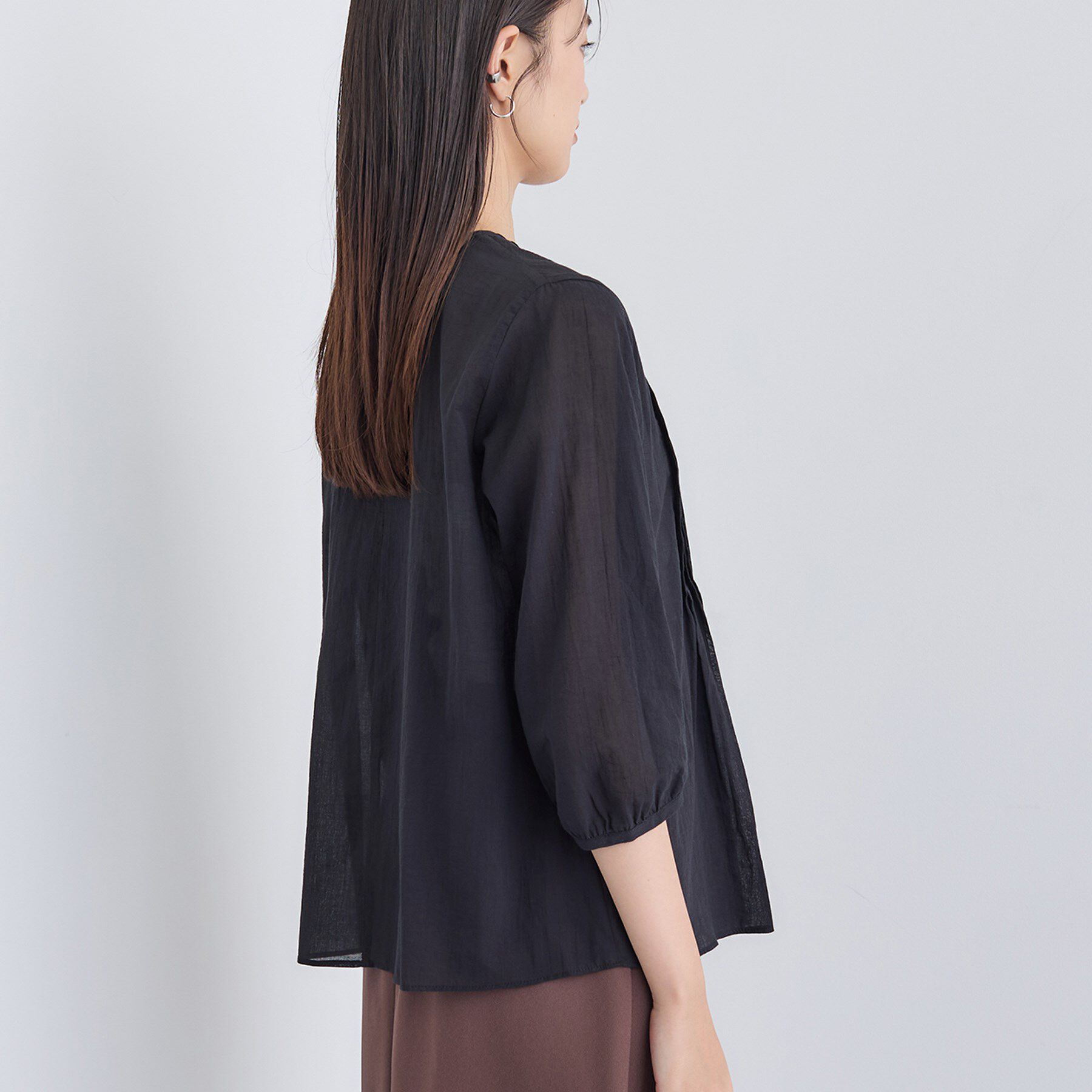 INDIVI「【コットン100％】タックシアーブラウス」|シャツ・ブラウス|
