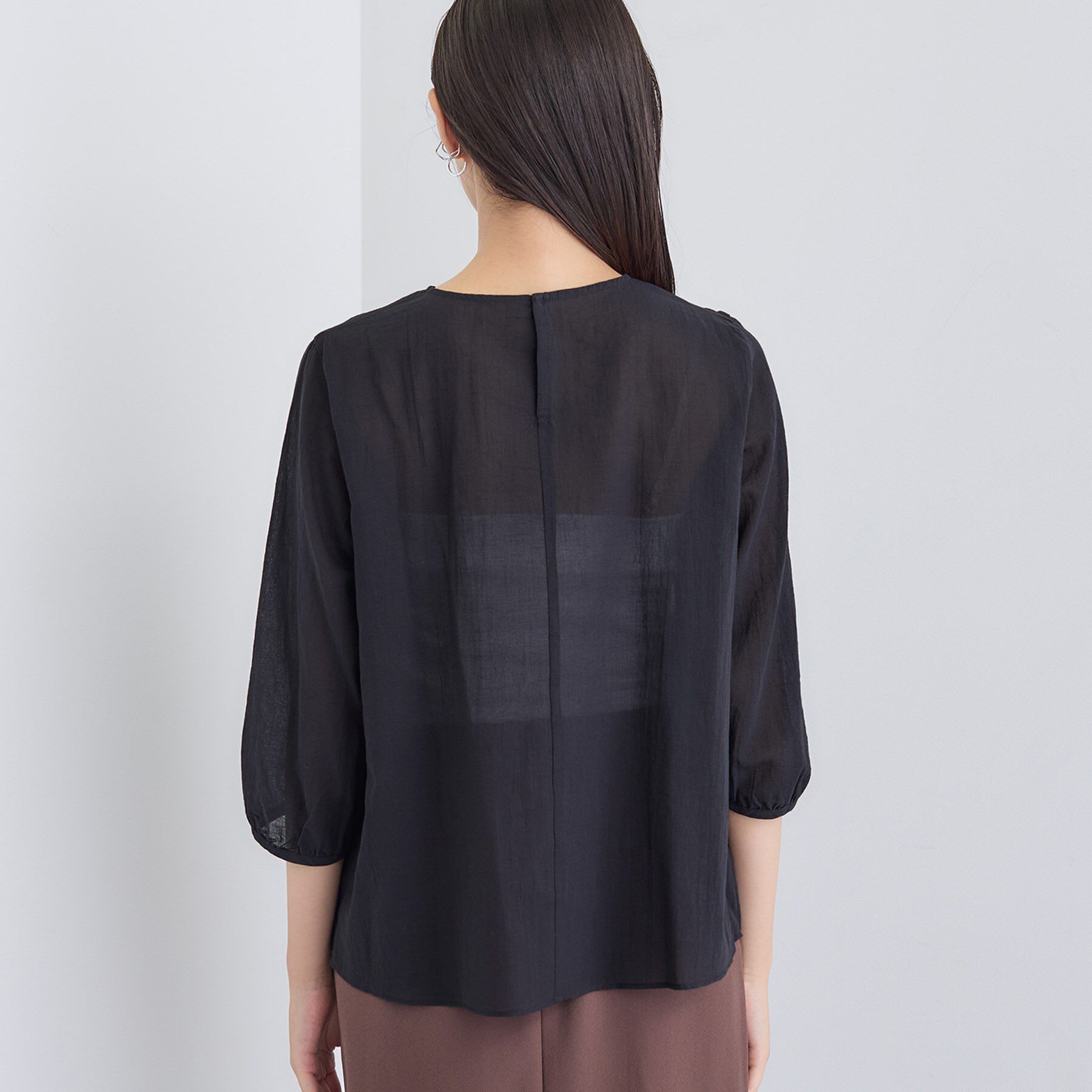 INDIVI「【コットン100％】タックシアーブラウス」|シャツ・ブラウス|