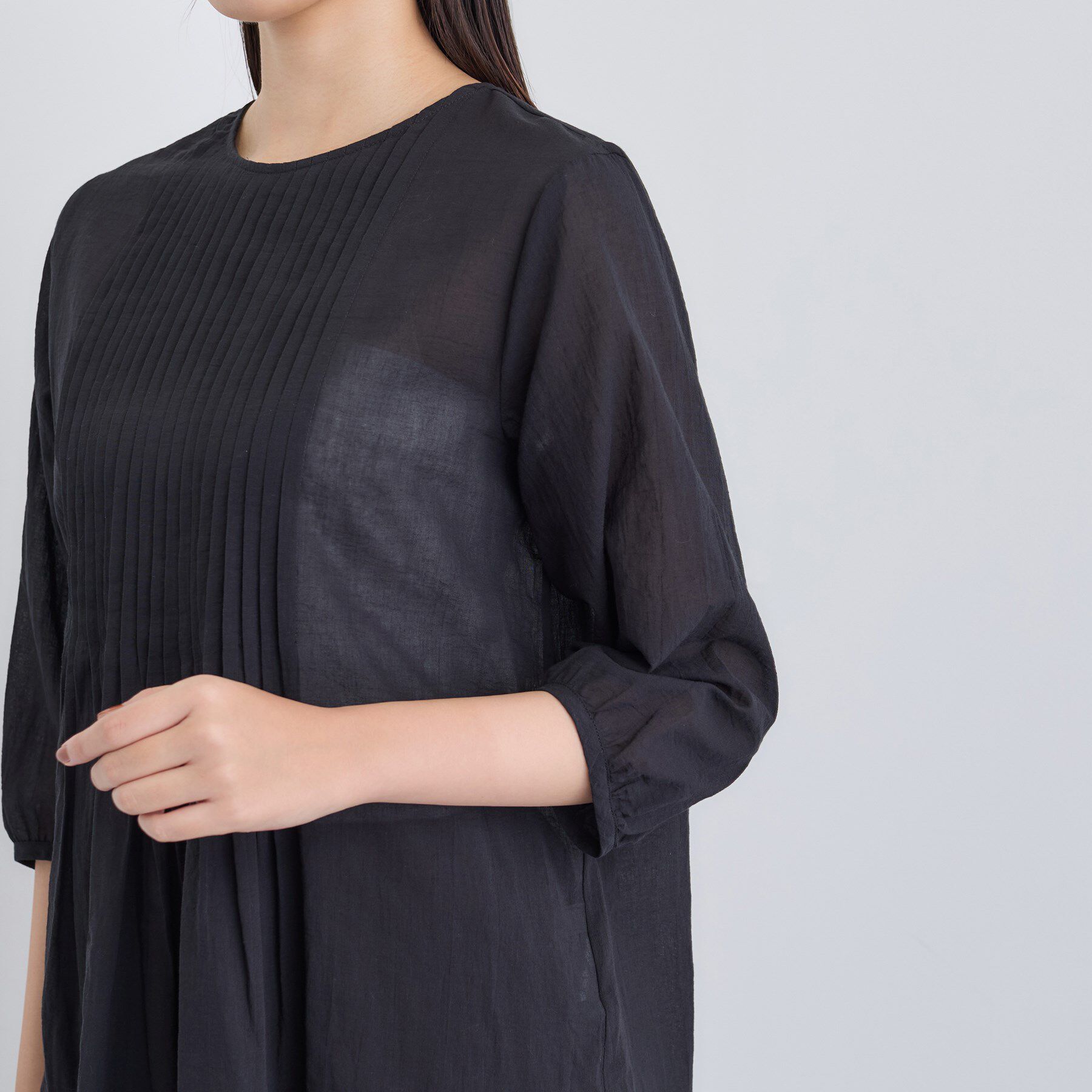 INDIVI「【コットン100％】タックシアーブラウス」|シャツ・ブラウス|