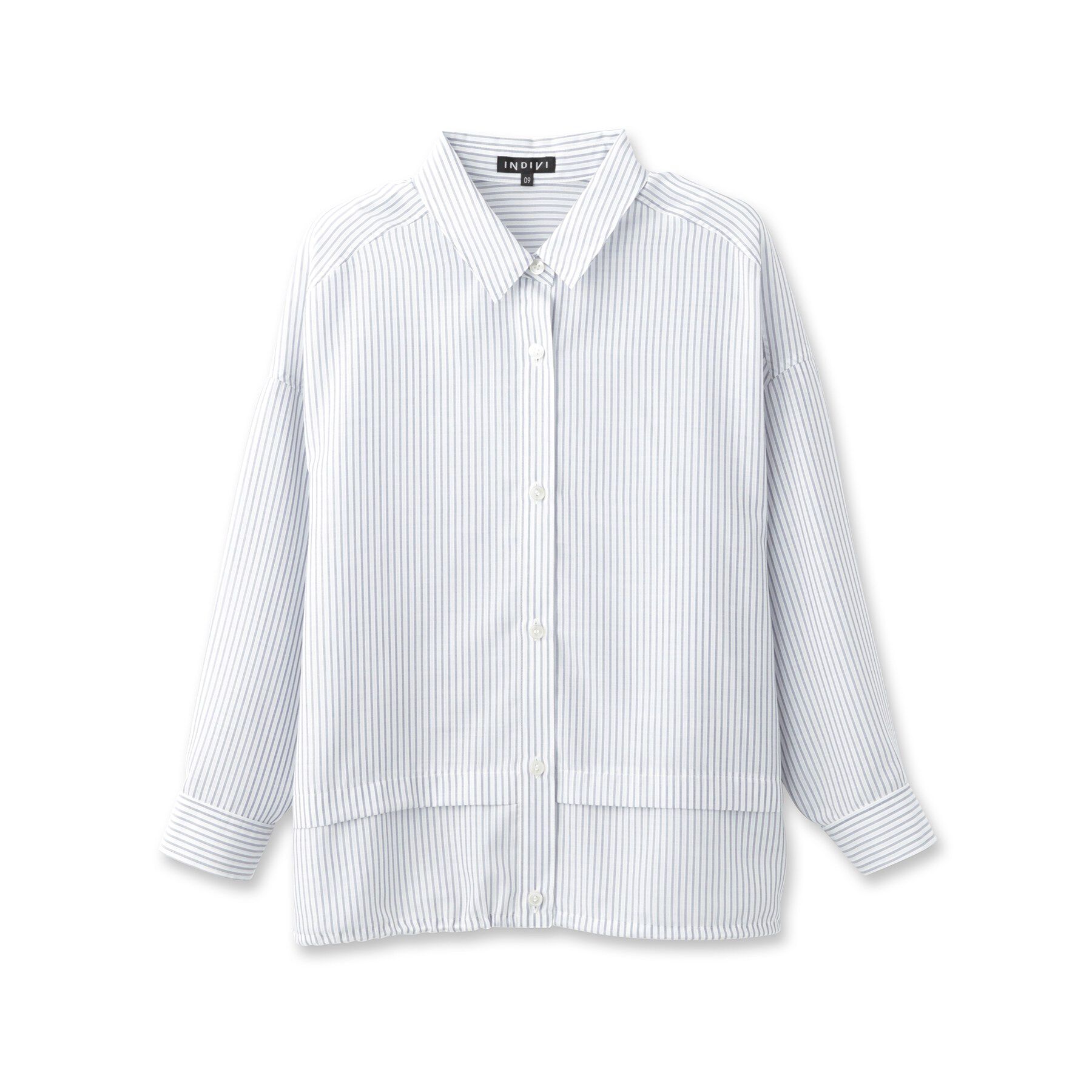INDIVI「【洗える／2WAY】ドロスト付 シアーシャンブレーシャツ」|シャツ・ブラウス|