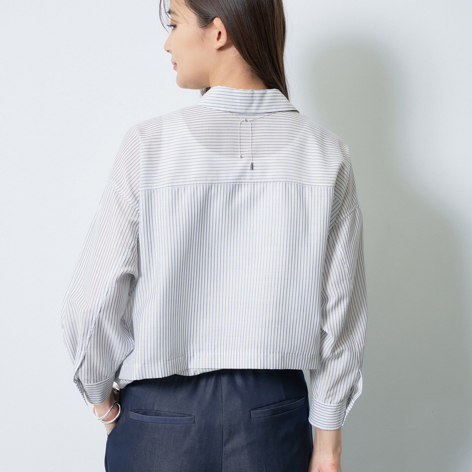 INDIVI「【洗える／2WAY】ドロスト付 シアーシャンブレーシャツ」|シャツ・ブラウス|