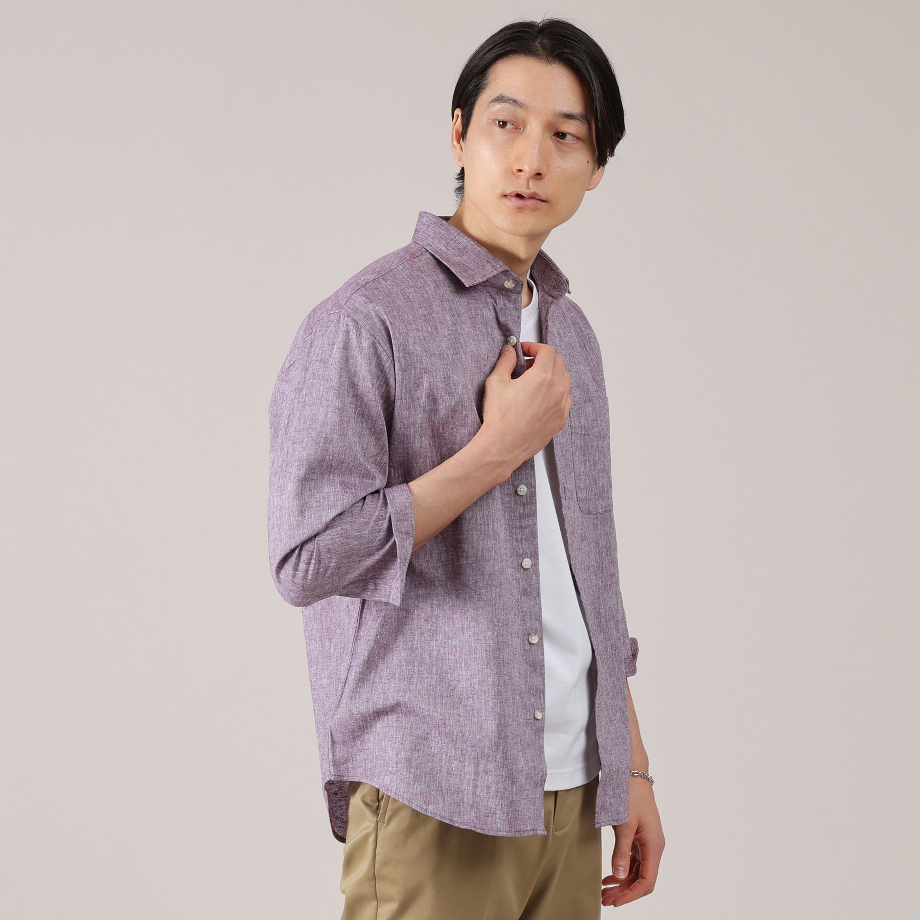 TAKEO KIKUCHI「ハイブリッド リネン 7分袖 シャツ」|シャツ・ブラウス|