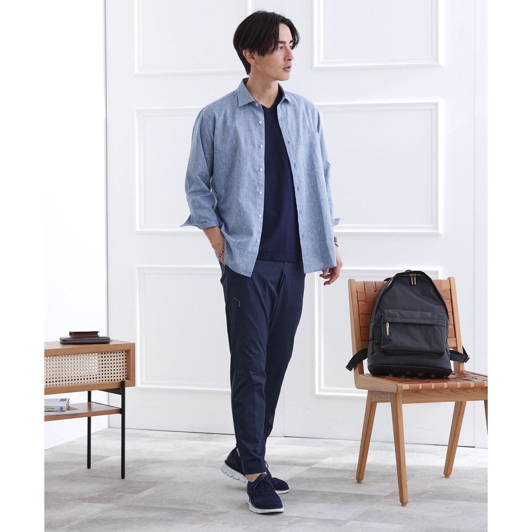 TAKEO KIKUCHI「ハイブリッド リネン 7分袖 シャツ」|シャツ・ブラウス|