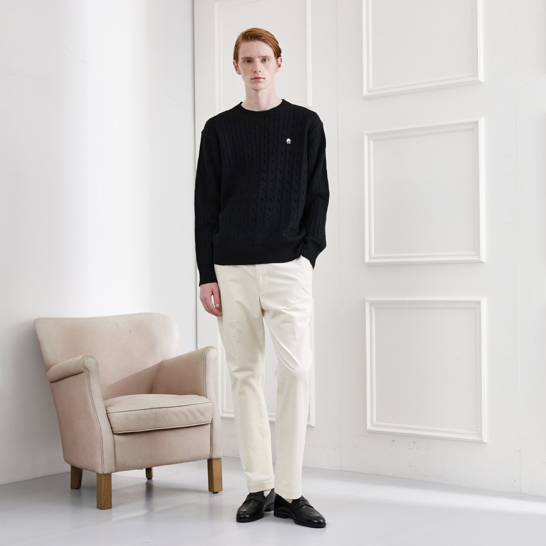 TAKEO KIKUCHI「【LIMITED】ワンポイント刺繍ケーブルニット」|ニット・セーター|