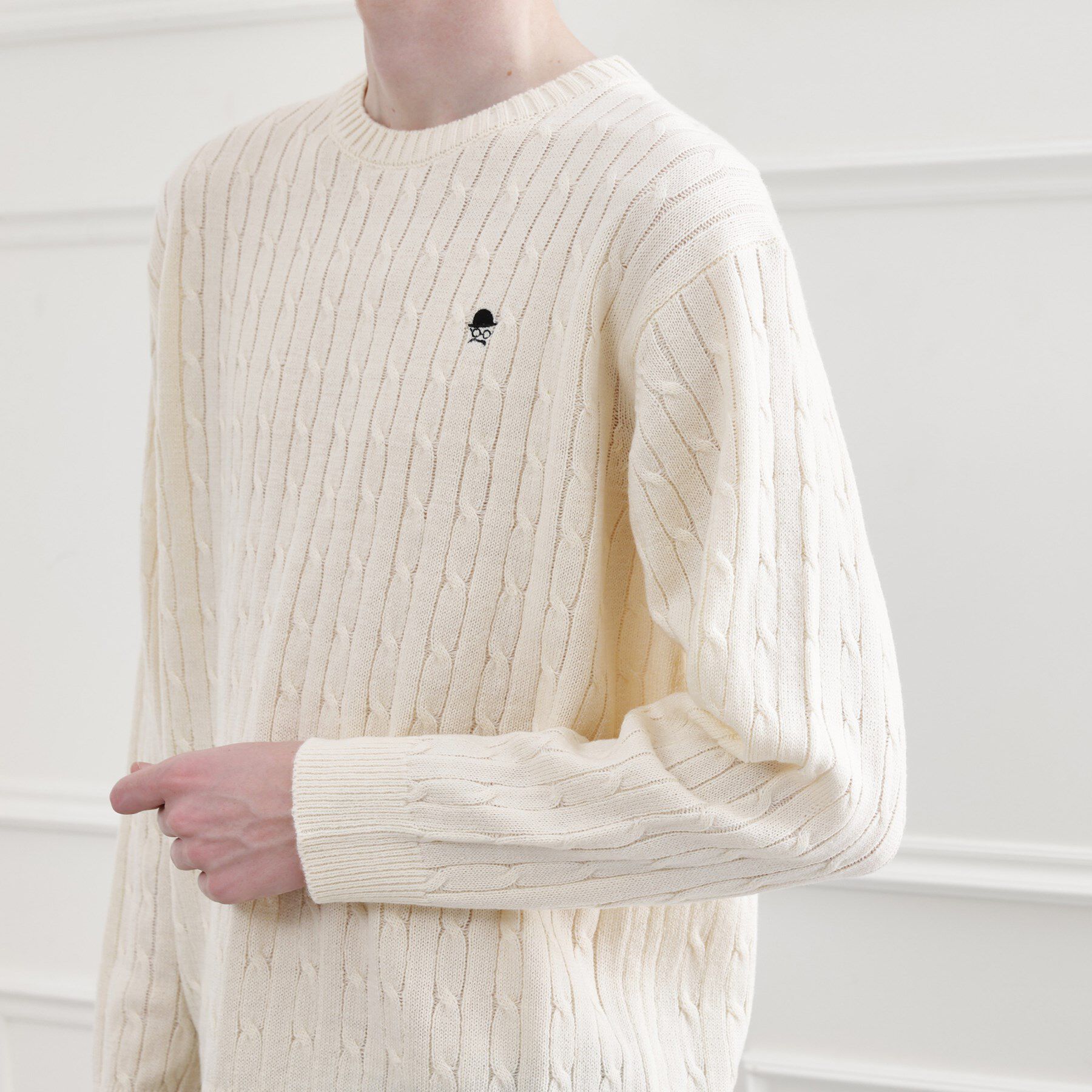 TAKEO KIKUCHI「【LIMITED】ワンポイント刺繍ケーブルニット」|ニット・セーター|