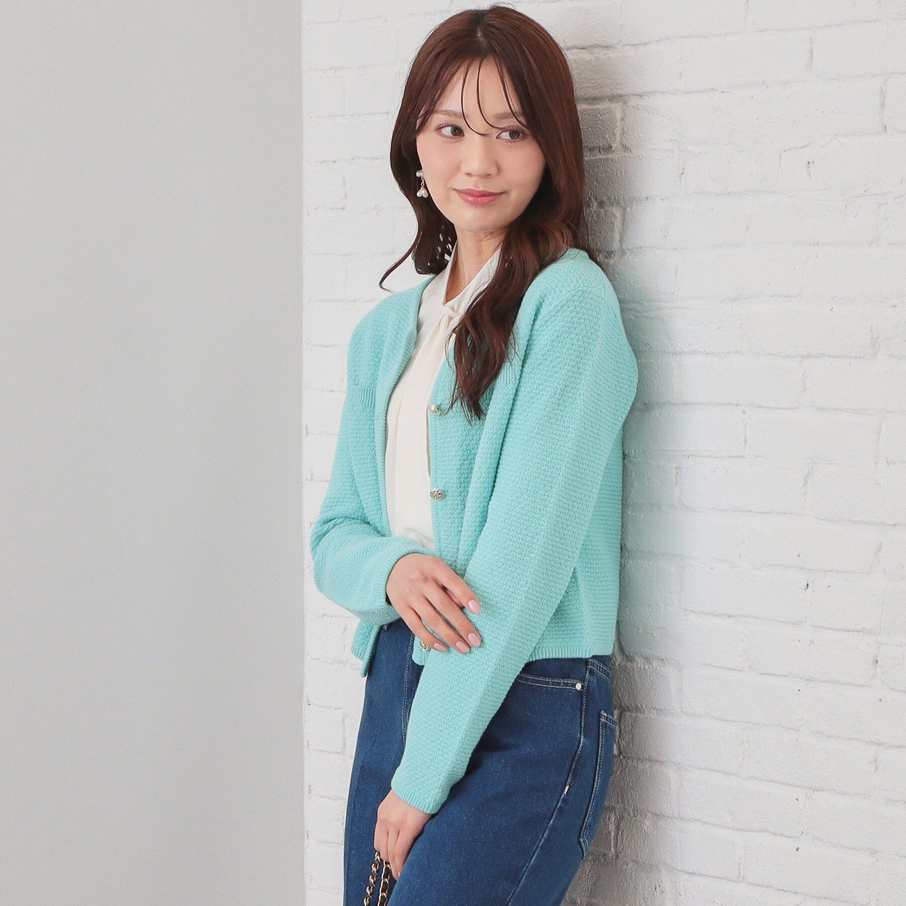 index「ラメリリーボクシーショートカーディガン【洗濯機OK】」|カーディガン|