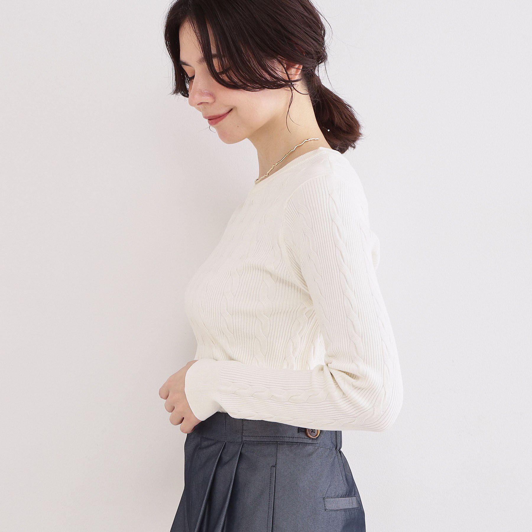 OPAQUE.CLIP「ケーブル編みニット【洗濯機OK】」|ニット・セーター|