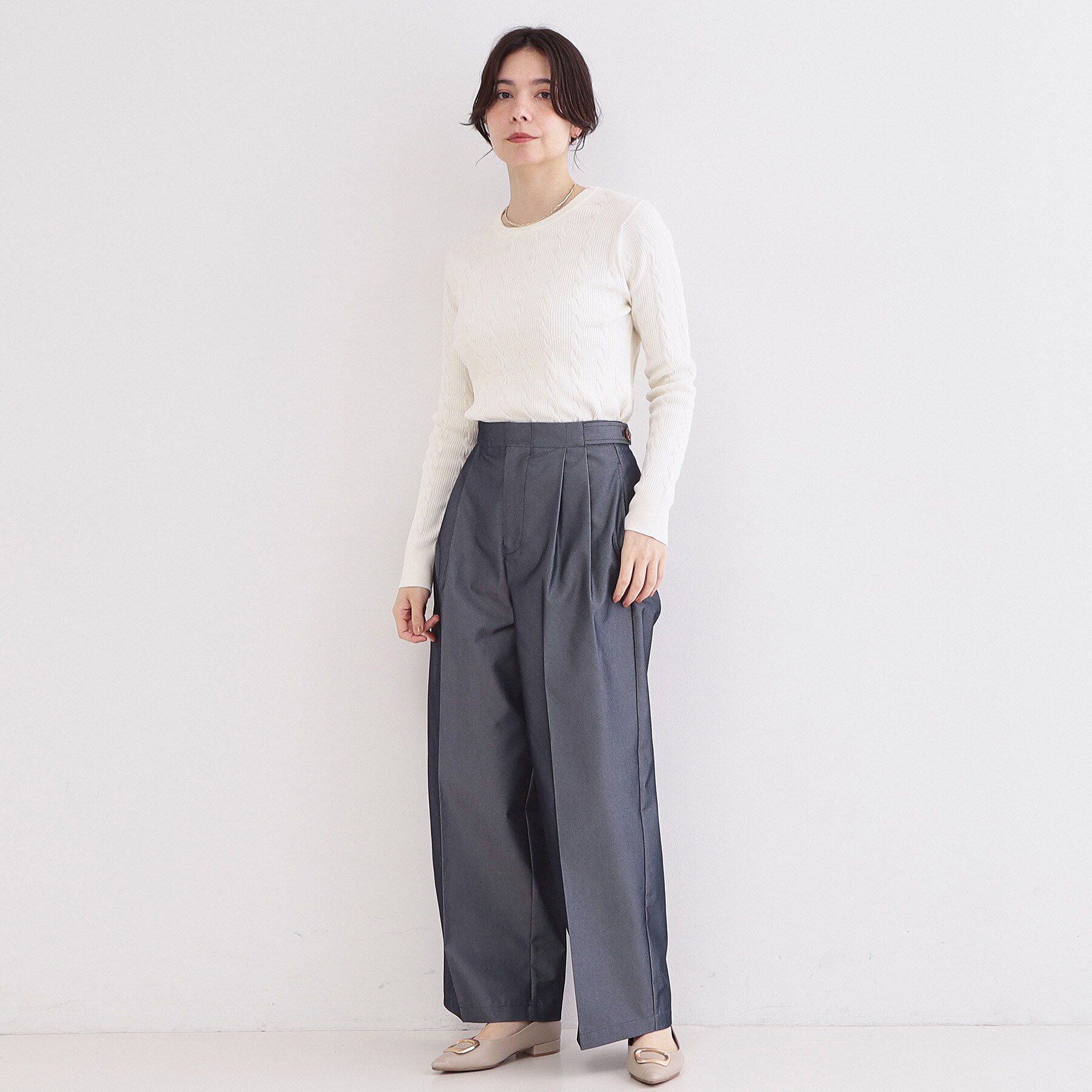 OPAQUE.CLIP「ケーブル編みニット【洗濯機OK】」|ニット・セーター|