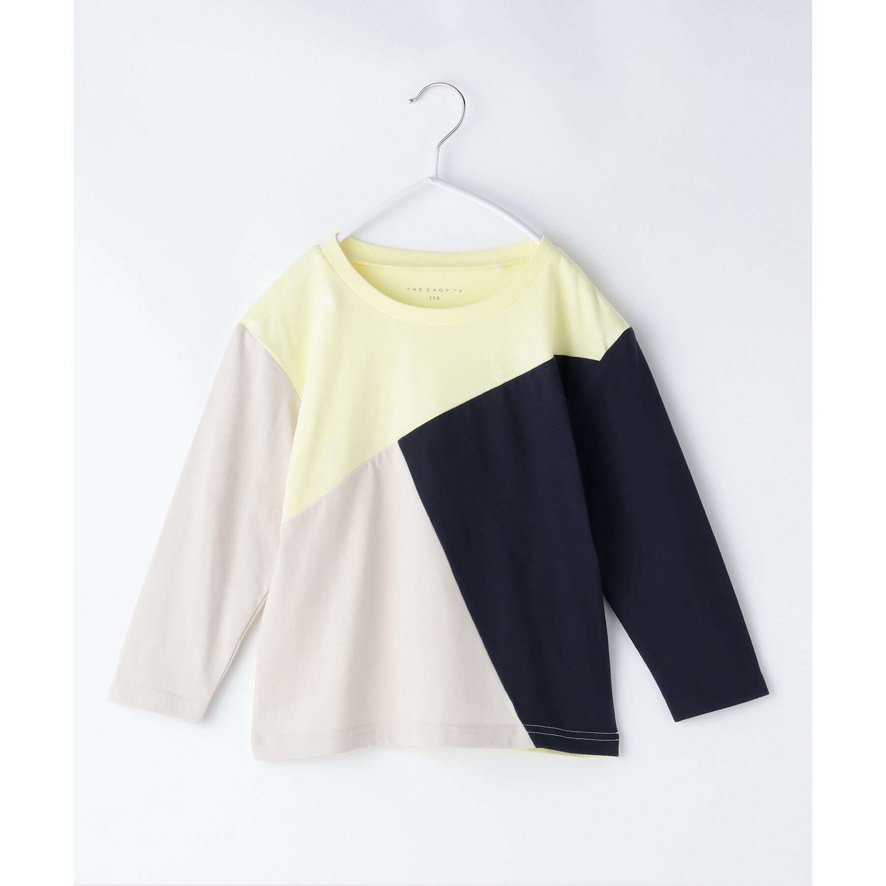 THE SHOP TK「【100-150】斜めブロッキング長袖Tシャツ/洗濯機OK」|Tシャツ・カットソー|